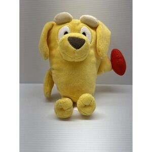 Bluey Friends Lucky Plush Toy 7" Golden Retriever Yellow with Football RARE